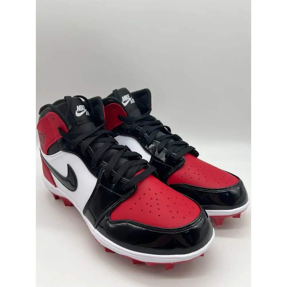 Jordan 1 Mid TD Cleat Bred Toe Men’s Size 10 Football Cleats FJ6805-601 New